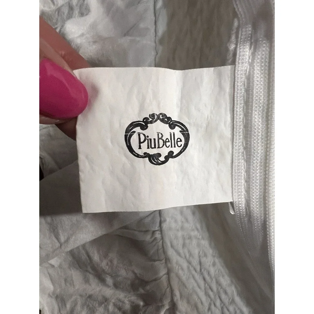 Single PiuBelle White Cotton Ruffled Textured EURO Pillow Sham 100% Cotton